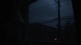 Night Rainstorm Over Quiet Town | Watching from a Small House Window | Soft Rain & Gentle Thunder screenshot 4