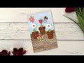 Interactive card with growing flowers and Lawn Fawn products