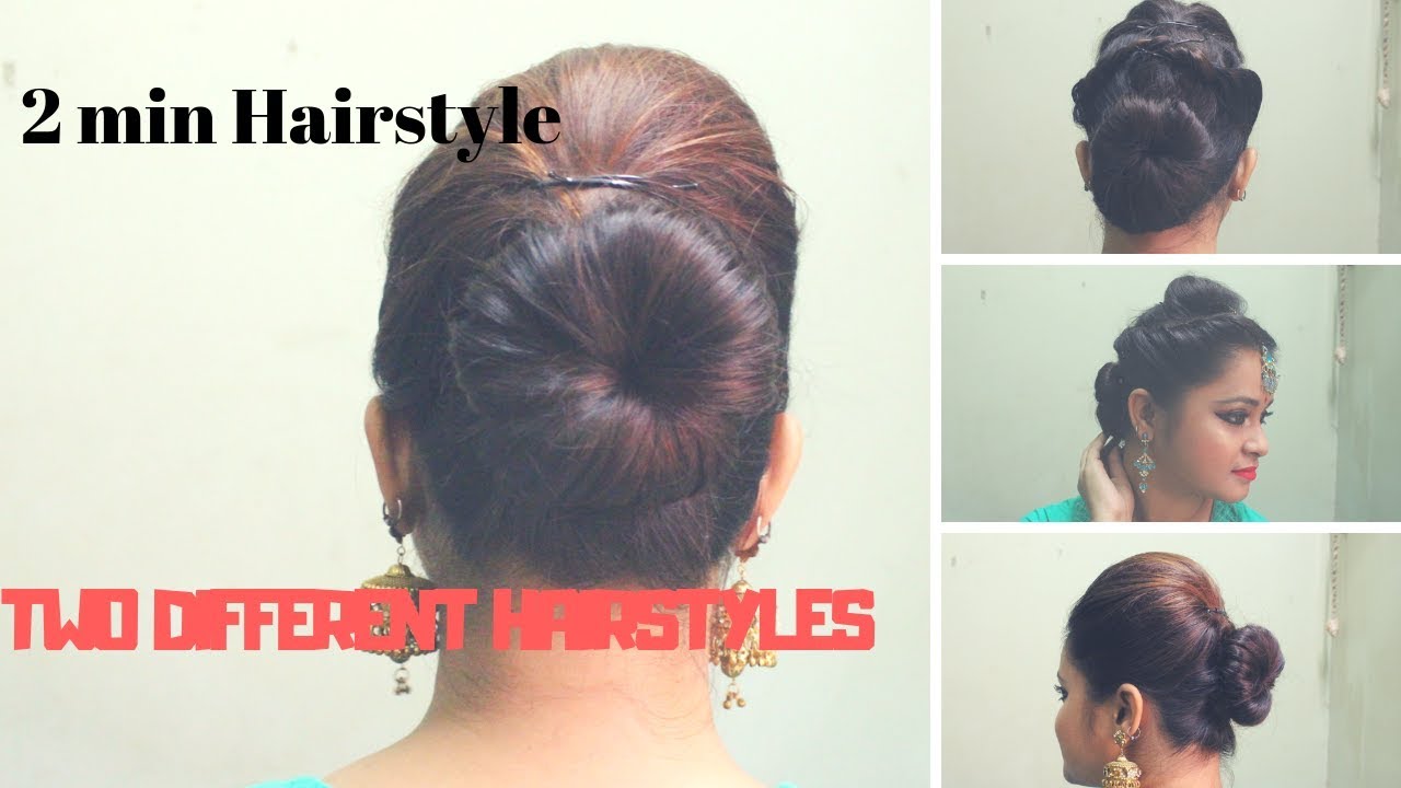 2 Minute Hairstyles | 2 EASY BUN HAIRSTYLE | QUICK FIX - YouTube