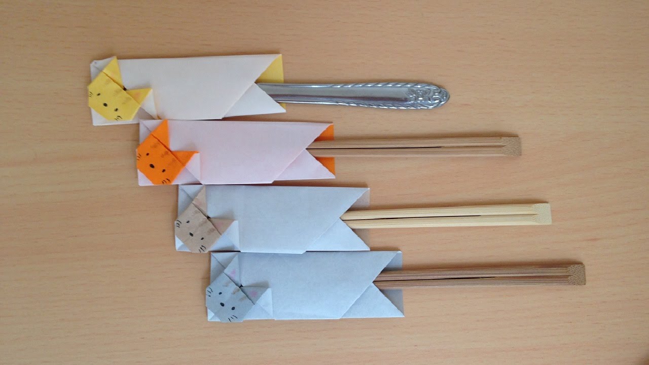 折り紙 猫 箸袋 簡単な折り方 Niceno1 Origami Cat Chopsticks