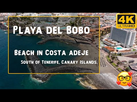 Beach Playa del Bobo, Costa Adeje, South Tenerife, Spain - Overview in 4K | Video