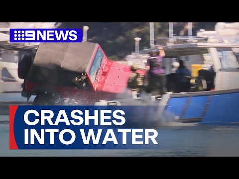 Man drives off jetty after police stand-off in Perth | 9 News Australia