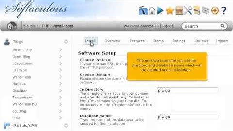 How to install Piwigo from Softaculous