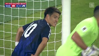 【速報】日本に最初の決定機！堂安律のスライディングシュートは惜しくもポスト直撃...｜AFCアジア最終予選 グループC第2節 バーレーン×日本