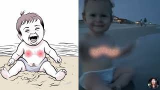 If You Laugh You Lose🤣 Drawing Memes: Funny Moments Baby&#39;s First Swim | Gods Laugh