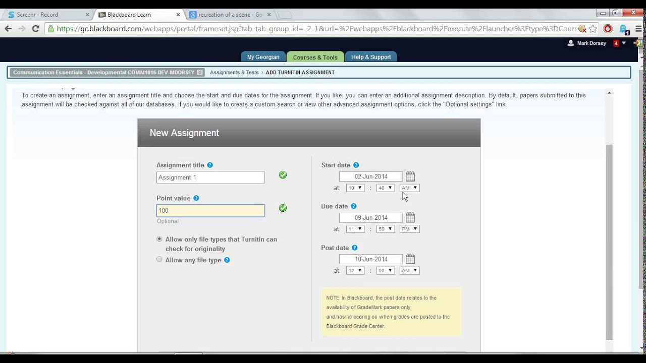 how to create a turnitin assignment on blackboard