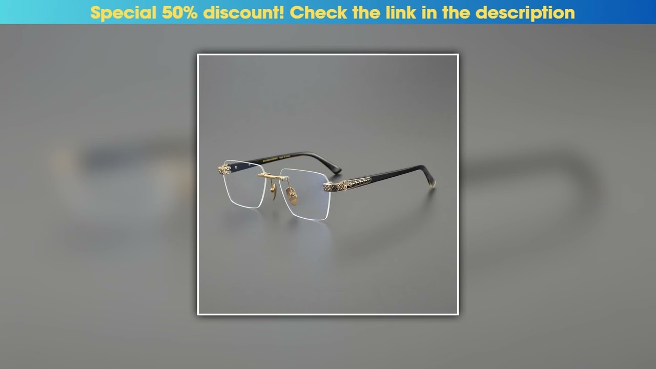 Discount Top Quality Handmade Rimless Ox Horn Glasses Frame Men Luxury Brand Vintage Rectangle Comp