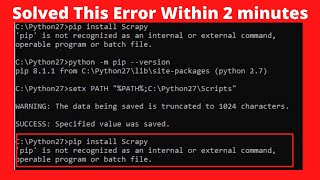 pip is not recognized as an internal or external command