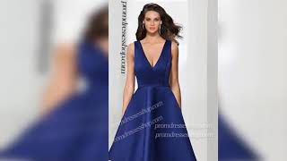 chic deep v necck a line short satin dress screenshot 4