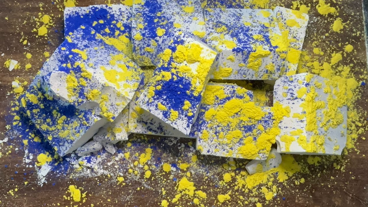 Pile of Fresh Gym Chalk with Holi Powder | Chalk Crush ASMR - YouTube
