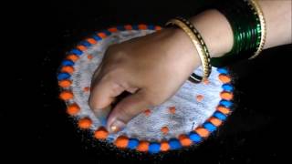 Diwali rangoli designs with colours | innovative rangoli  making |  with finger , cotton  buds