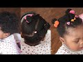 Quick and easy toddler hairstyle | criss cross  double bun on 1yr old with type 4 hair