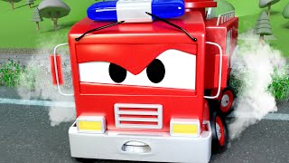 картинка: Патрулиращи коли - Опасност на же-пе линията - Града на Колите 🚓 🚒 Анимационно филмче за деца