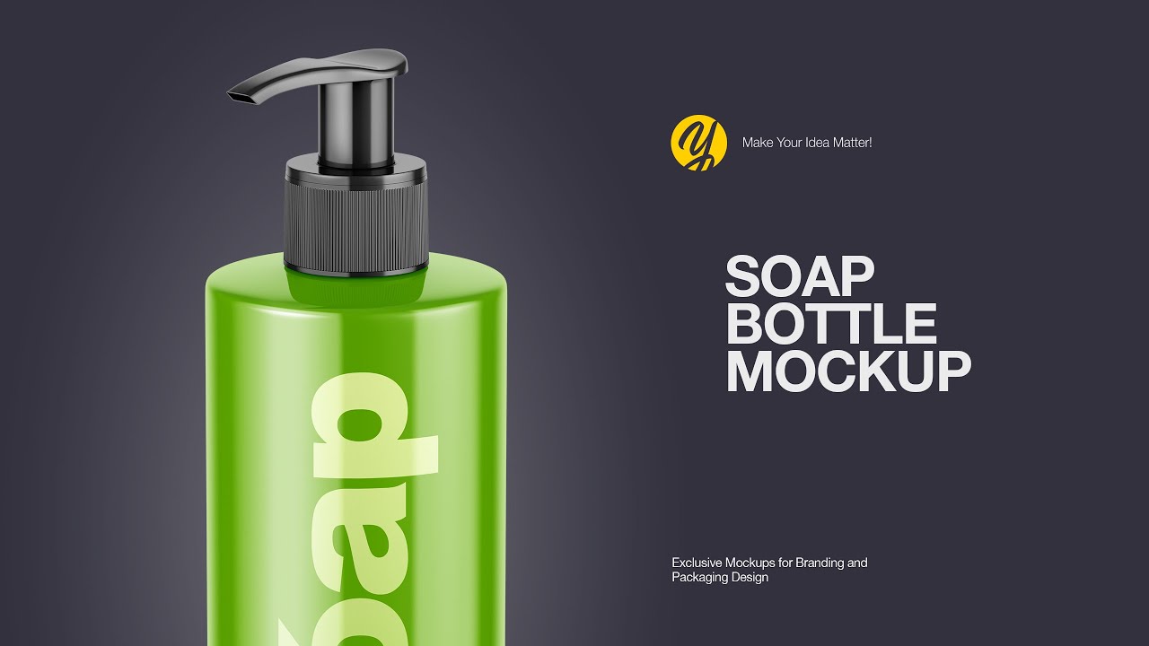 Download Glossy Soap Bottle With Pump Mockup Front View High Angle Shot In Bottle Mockups On Yellow Images Object Mockups
