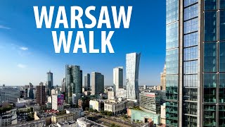 Walking Tour Downtown - Warsaw City Poland, 4K 60fps, City Walk - Travel Walk Tour,