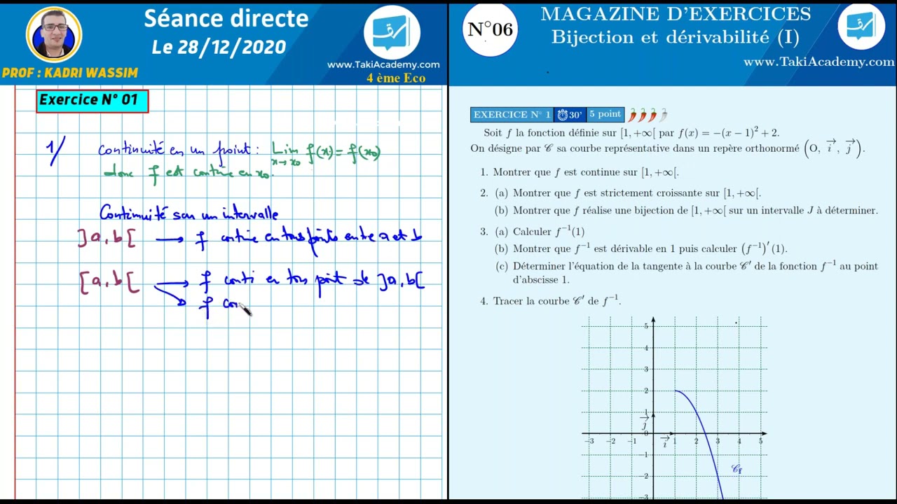 🧿 Bac éco bijection et dérivabilité Taki