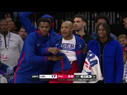 Joel embiid interrupts dave pasch's lebron james stat with monstrous flush | nba on espn