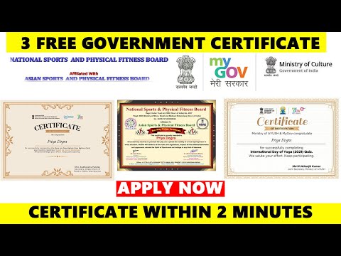 3 Free Government Certificate | National Level Certificates in 2 minutes | MSME | My Gov