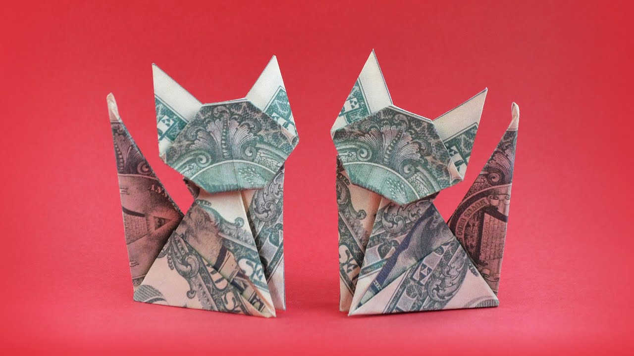 My MONEY CAT Cool Dollar Origami Animal Tutorial DIY by NProkuda