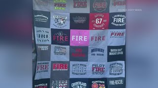 Woman makes quilt to honor fallen firefighter