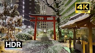 Tokyo Walk - Snowy Night in Tokyo (Shinjuku), Japan - 4K HDR