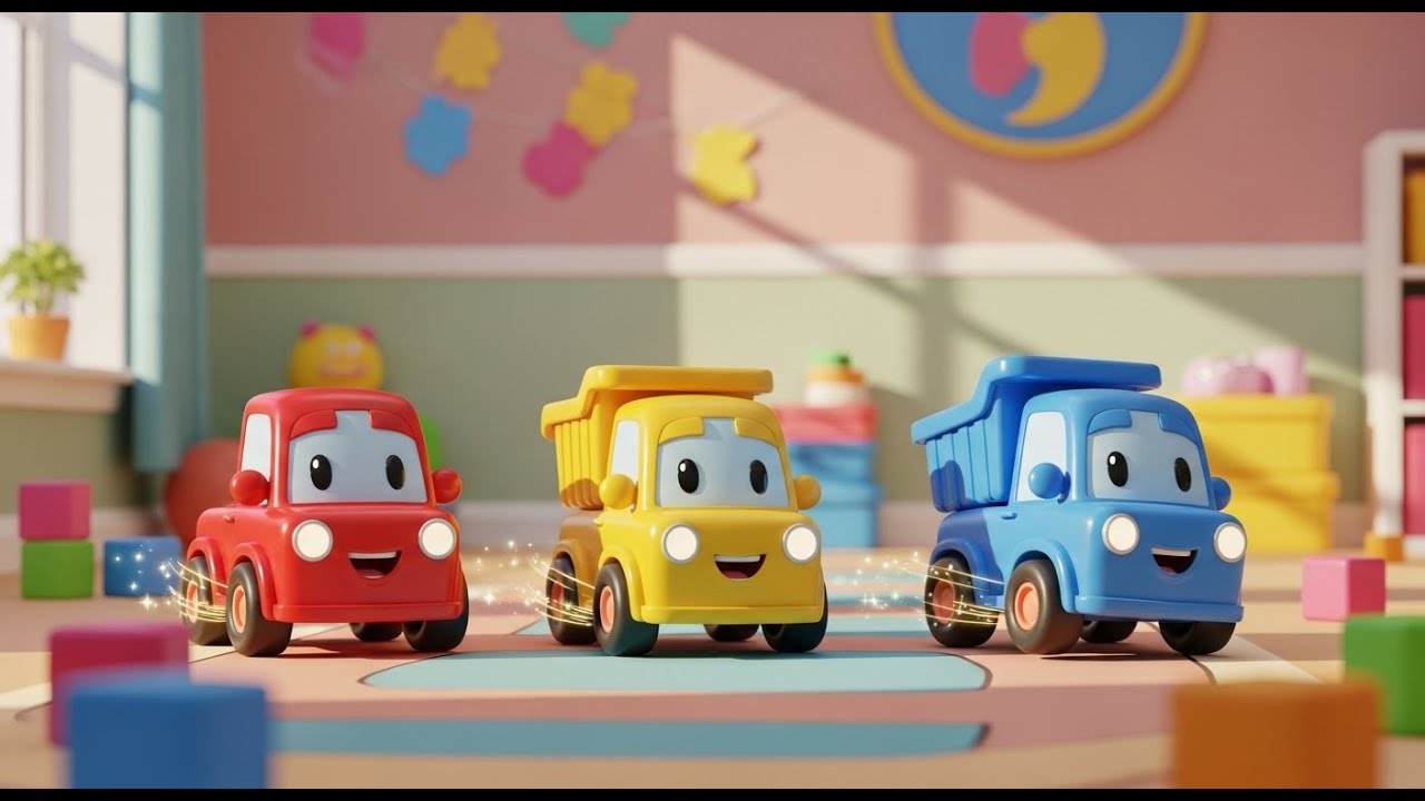 Three Little Toy Trucks Roll Roll Roll | Nursery Rhymes for Kids & Baby Songs