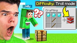 Playing MINECRAFT On TROLL DIFFICULTY MODE! (Funny)