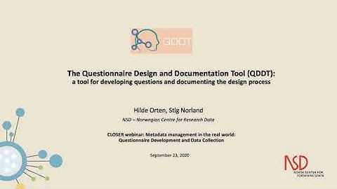 Introducing the Questionnaire Design and Documentation Tool (QDDT)
