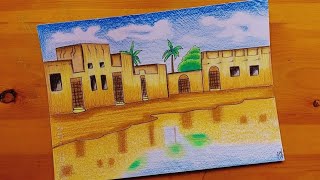 رسم بيوت تراثيه 4 || traditional house drawing