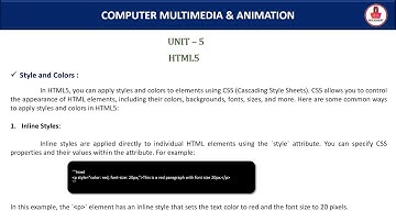Computer Multimedia and Animation (Unit 5 - HTML5 )| Notes