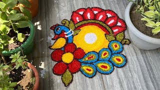 Fur wool rangoli doormat