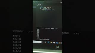 code=26 this is how we created a python program which will takes user input and print the table