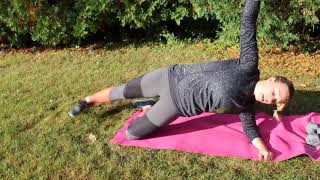 Side plank with a front kick