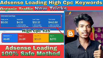 Adsense Loading Kaise Kare | High Cpc Keywords | New Tricks 2023 | Adsense Account Earning