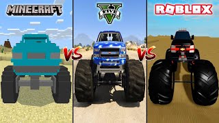 MINECRAFT MONSTER TRUCK VS GTA 5 MONSTER TRUCK VS ROBLOX MONSTER TRUCK - WHICH IS BEST?