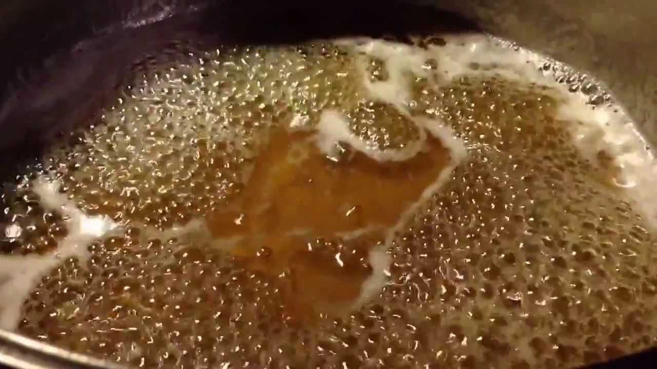 Video of maple sap syrup boiling at finishing point YouTube