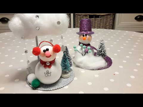 Чудесный снеговик из ниток и шариков: просто и мило