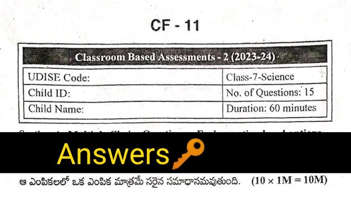 AP FA3 English Question Paper Class 10th 9th 8th 7th 6th 