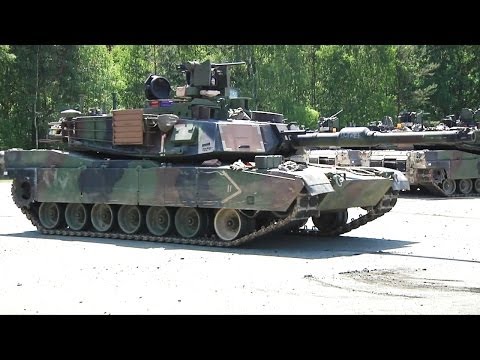 US Army - M1A2 SEP V2 Main Battle Tanks Live Firing At Exercise Combined Resolve II [720p]