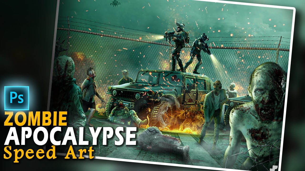 ☠️I create a Post Apocalyptic ZOMBIE SCENE☠️ PHOTOSHOP MANIPULATION - [Speed Art]