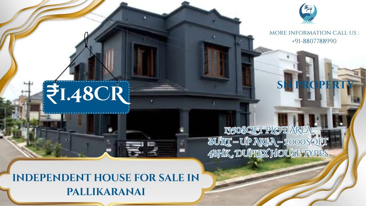Pallikaranai Ambal Nagar | 4BHK Duplex Independent House | 1350Sq Plot 2000sq built up  | ₹1.48Cr