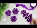 Amazing ribbon flower trick easy making with needle  diy satin ribbon rose flower