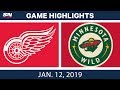 NHL Highlights | Red Wings vs. Wild - Jan. 12, 2019