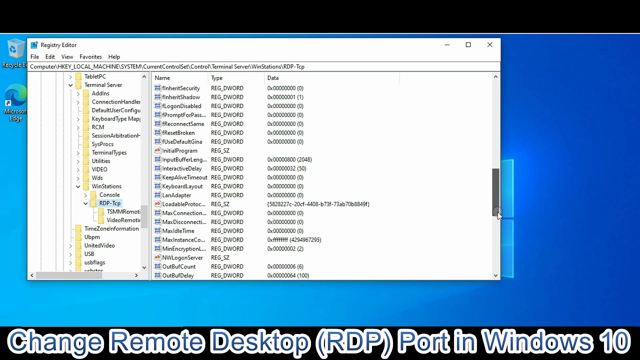Change Remote Desktop RDP Port in Windows 10 - YouTube