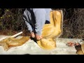 Removing concrete statue castings from latex molds