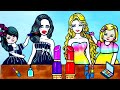 Paper Dolls Dress Up - Makeup Contest Dresses Handmade Quiet Book - Barbie Story & Crafts
