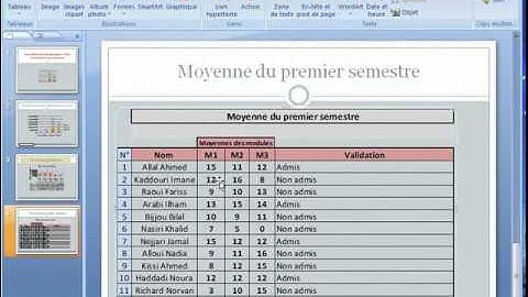 Insérer un tableau à partir d