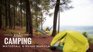 Solo Camping: Mandi di Curug, Telur Dadar special, Makan Rujak Mangga pedes, hammock, ASMR. PART II