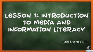 Lesson 1 - Introduction to Media and Information Literacy