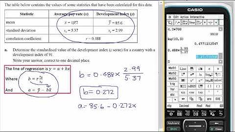 VCE Further Maths - Data - Regression - 3e - calculate the least squares regression line w equation